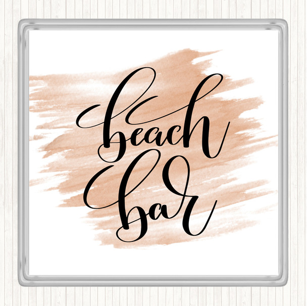 Watercolour Beach Bar Quote Coaster