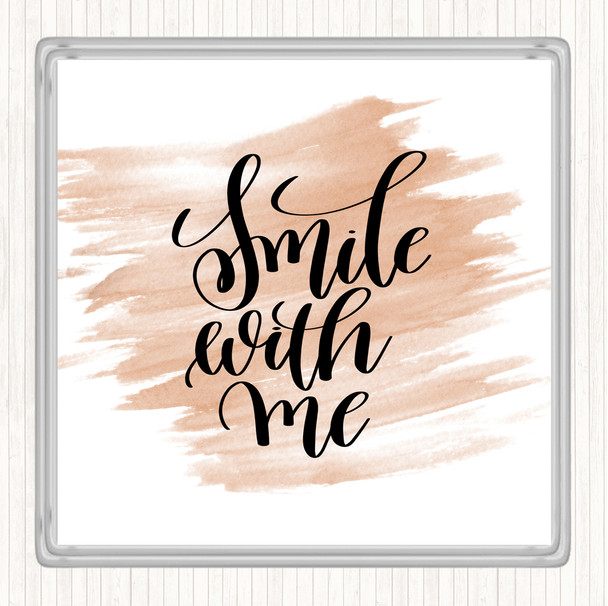Watercolour Smile With Me Quote Coaster