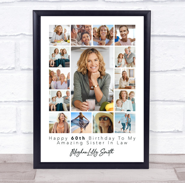 Photo Collage 60th Birthday Gift For Sister-In-Law 15-Photo Print Or Canvas
