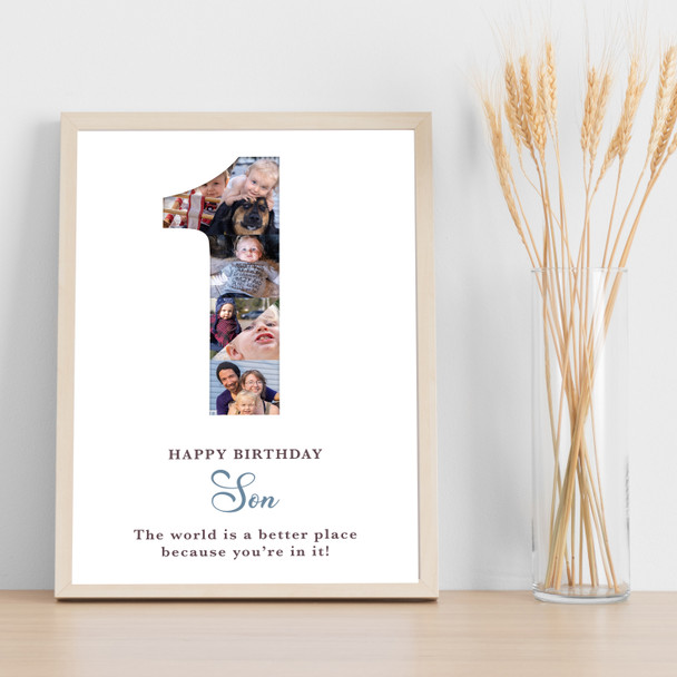 Photo Collage 6-Photo 1st Birthday Gift For Boys Baby White Print Or Canvas