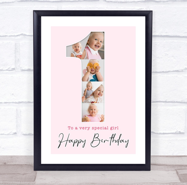 Photo Collage 6-Photo 1st Birthday Gift For Girls Baby Pink Print Or Canvas