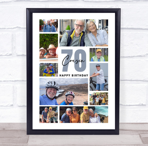 Photo Collage 70th Birthday Custom Gift For Cousin 10-Photo Print Or Canvas