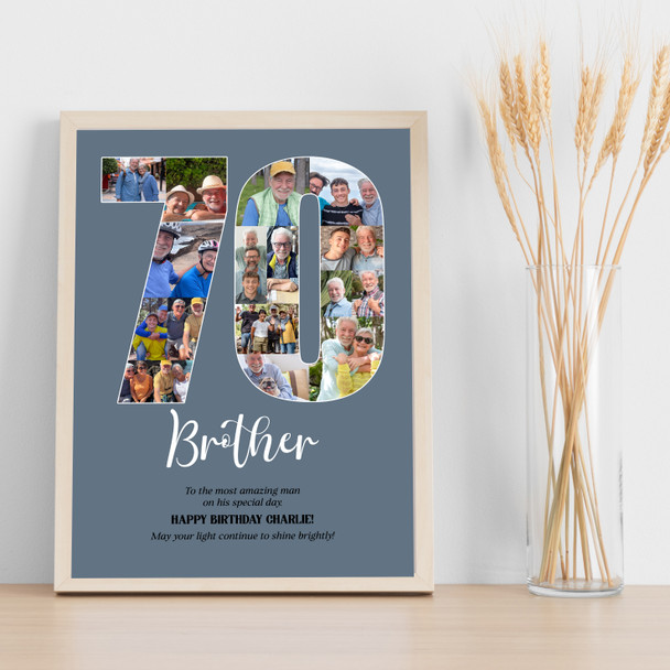 Photo Collage 70th Birthday Custom Gift For Him 16-Photo 70 Print Or Canvas