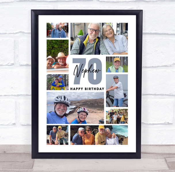 Photo Collage 70th Birthday Custom Gift For Nephew 10-Photo Print Or Canvas