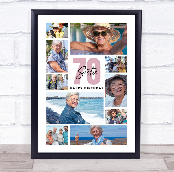 Photo Collage 70th Birthday Custom Gift For Sister 10-Photo Print Or Canvas