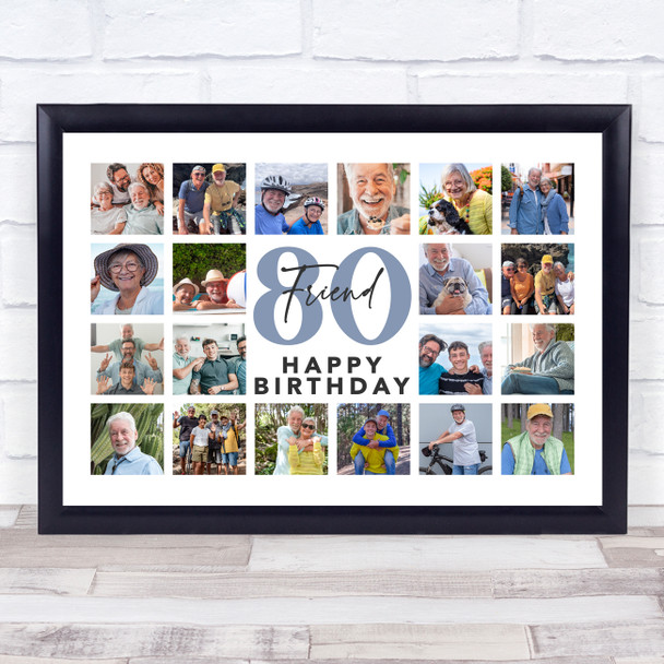 Photo Collage 80th Birthday Custom Gift For Friend 20-Photo Print Or Canvas
