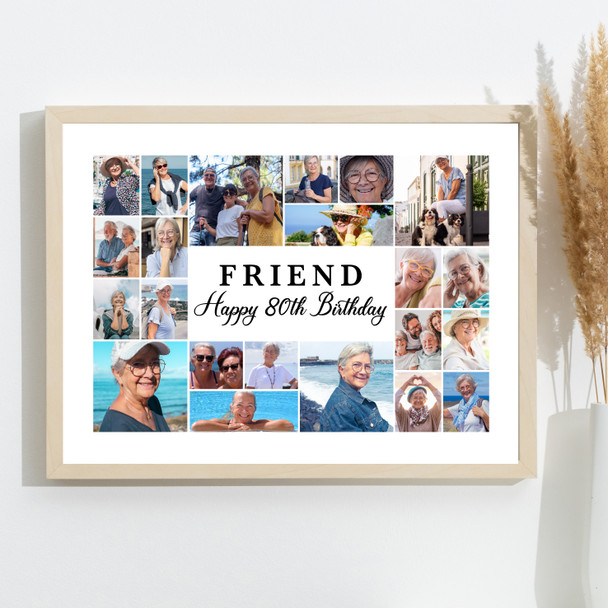 Photo Collage 80th Birthday Custom Gift For Friend 22-Photo Print Or Canvas