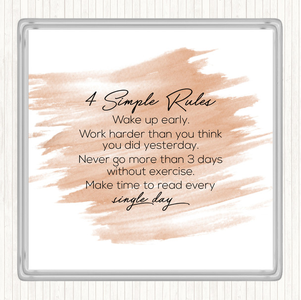 Watercolour 4 Simple Rules Quote Coaster