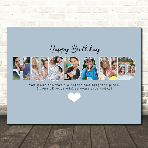Photo Collage Blue 7-Photo Birthday Custom Gift For Husband Print Or Canvas Photo Collage Blue 7-Photo Birthday Custom Gift For Husband Print Or Canvas