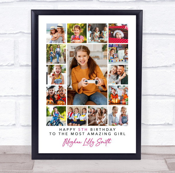 Photo Collage Kids Birthday Gift For Girls Any Age 15-Photo Print Or Canvas