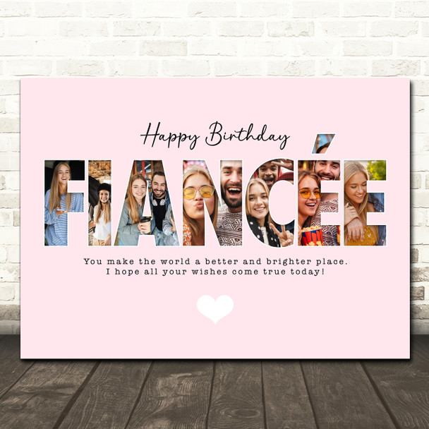 Photo Collage Pink 7-Photo Birthday Custom Gift For Fiancée Print Or Canvas