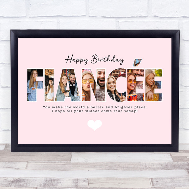 Photo Collage Pink 7-Photo Birthday Custom Gift For Fiancée Print Or Canvas