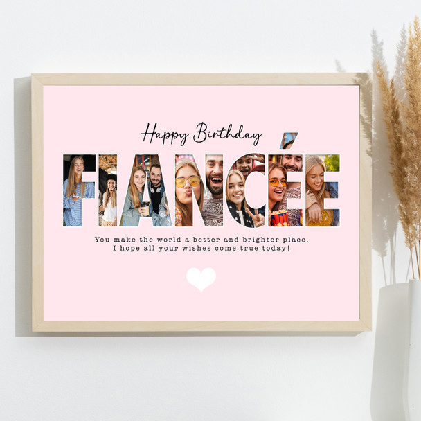 Photo Collage Pink 7-Photo Birthday Custom Gift For Fiancée Print Or Canvas