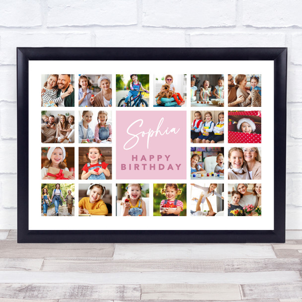 Photo Collage 20-Photo Kids Pink Birthday Custom Gift Girls Print Or Canvas