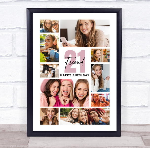 Photo Collage 21st Birthday Custom Gift For Friend 10-Photo Print Or Canvas