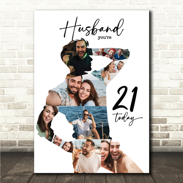 Photo Collage 21st Birthday Custom Gift For Husband 9-Photo Print Or Canvas