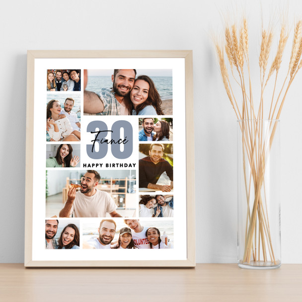 Photo Collage 30th Birthday Custom Gift For Fiancé 10-Photo Print Or Canvas