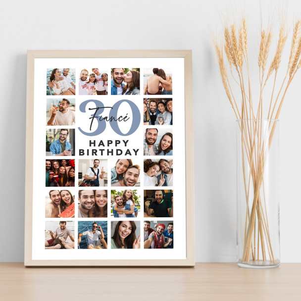 Photo Collage 30th Birthday Custom Gift For Fiancé 20-Photo Print Or Canvas