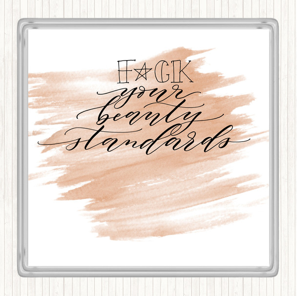 Watercolour Beauty Standards Quote Coaster