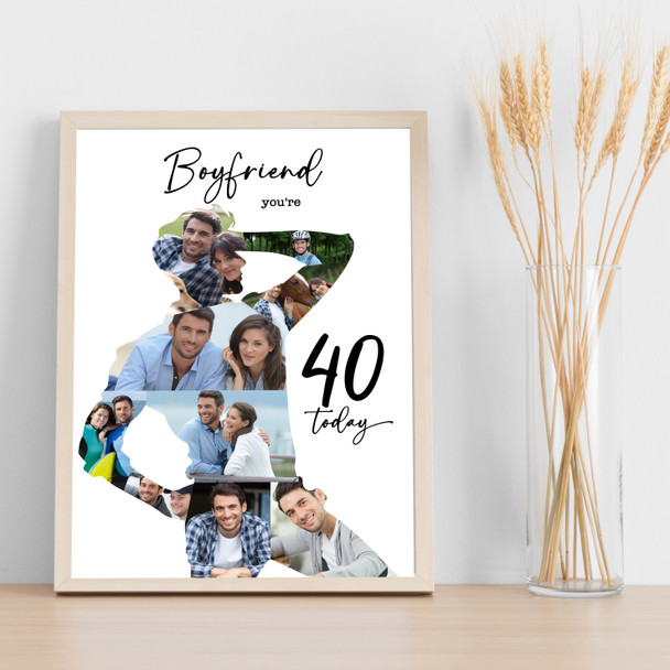 Photo Collage 40th Birthday Gift For Boyfriend 9-Photo Man Print Or Canvas