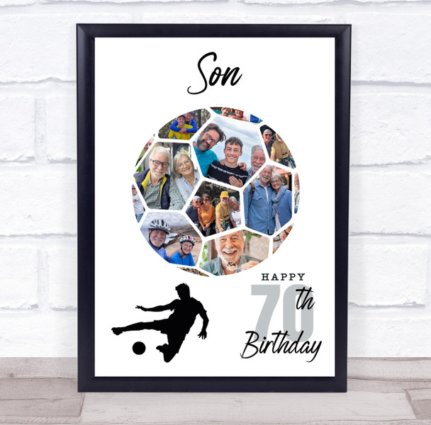 Photo Collage 70th Birthday Gift For Son 14-Photo Football Print Or Canvas