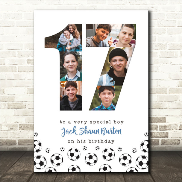 Photo Collage 7-Photo 17th Birthday Football Gift For Boys Print Or Canvas Photo Collage 7-Photo 17th Birthday Football Gift For Boys Print Or Canvas