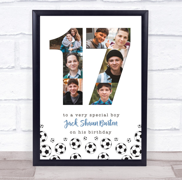 Photo Collage 7-Photo 17th Birthday Football Gift For Boys Print Or Canvas Photo Collage 7-Photo 17th Birthday Football Gift For Boys Print Or Canvas