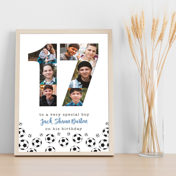 Photo Collage 7-Photo 17th Birthday Football Gift For Boys Print Or Canvas Photo Collage 7-Photo 17th Birthday Football Gift For Boys Print Or Canvas