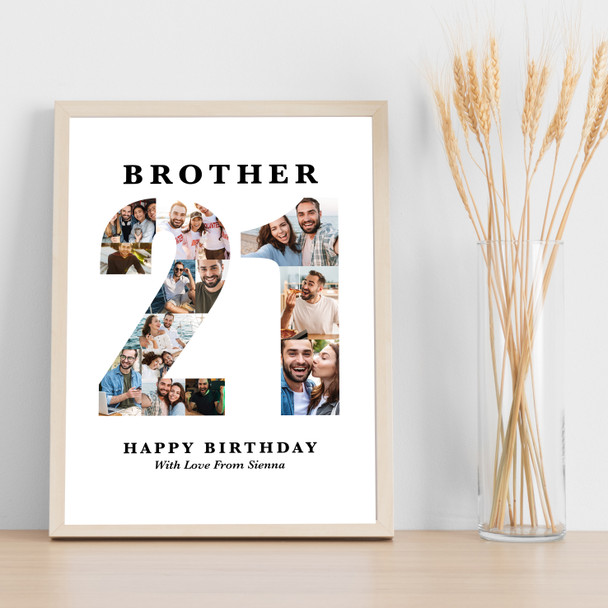 Photo Collage 21st Birthday 13-Photo Birthday Gift For Him Print Or Canvas