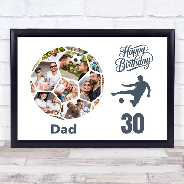 Photo Collage 30th Birthday Gift For Dad 14-Photo Football Print Or Canvas