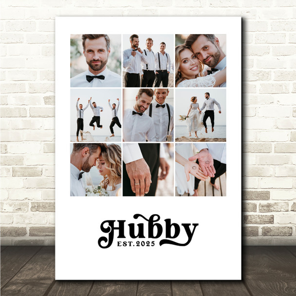 Photo Collage Wedding 9-Photo Personalised Gift For Hubby Husband Print Canvas