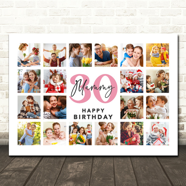 Photo Collage 30th Birthday Personalised Gift For Mummy 20-Photo Print Or Canvas
