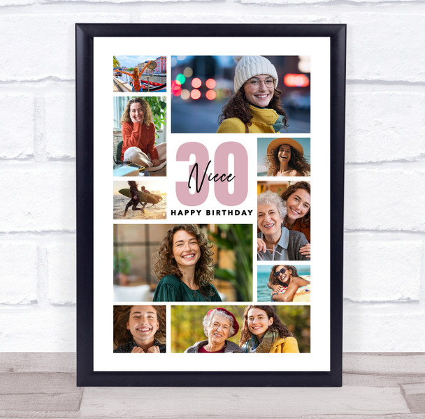 Photo Collage 30th Birthday Personalised Gift For Niece 10-Photo Print Or Canvas