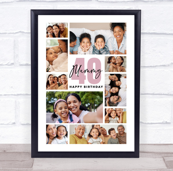 Photo Collage 40th Birthday Personalised Gift For Mummy 10-Photo Print Or Canvas