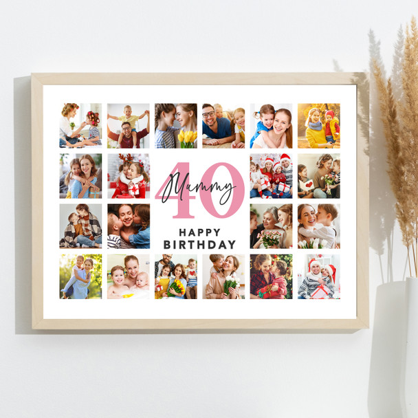 Photo Collage 40th Birthday Personalised Gift For Mummy 20-Photo Print Or Canvas
