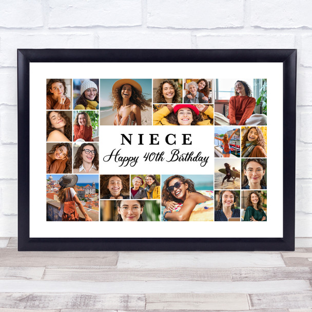 Photo Collage 40th Birthday Personalised Gift For Niece 22-Photo Print Or Canvas