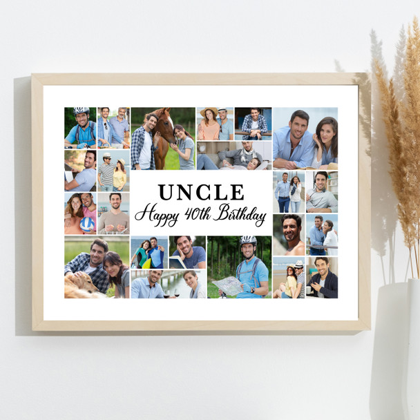 Photo Collage 40th Birthday Personalised Gift For Uncle 22-Photo Print Or Canvas