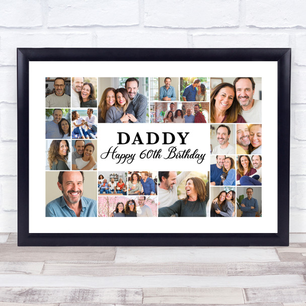Photo Collage 60th Birthday Personalised Gift For Daddy 22-Photo Print Or Canvas