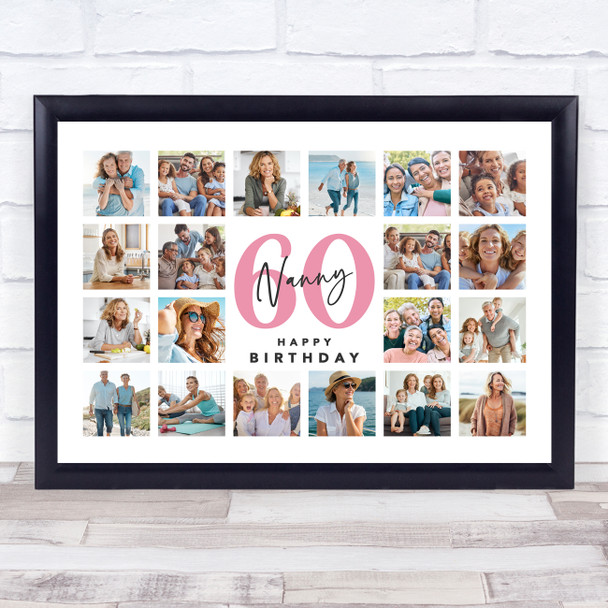 Photo Collage 60th Birthday Personalised Gift For Nanny 20-Photo Print Or Canvas