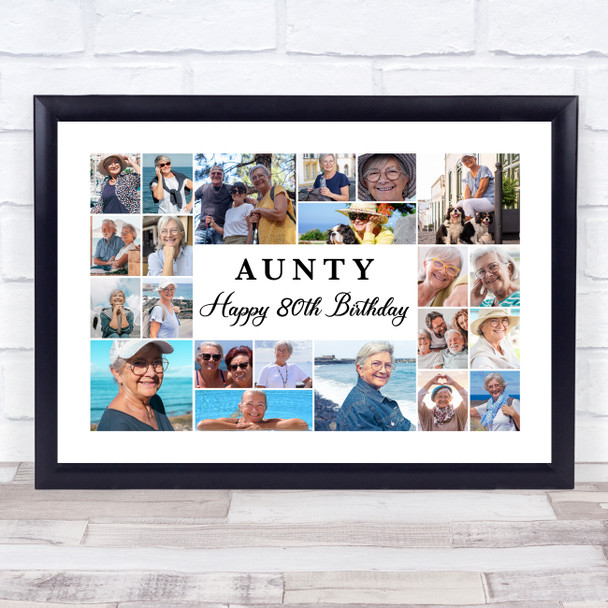 Photo Collage 80th Birthday Personalised Gift For Aunty 22-Photo Print Or Canvas