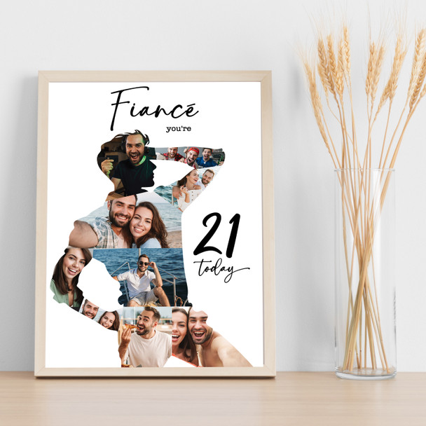 Photo Collage 21st Birthday Personalised Gift For Fiancé 9-Photo Print Or Canvas