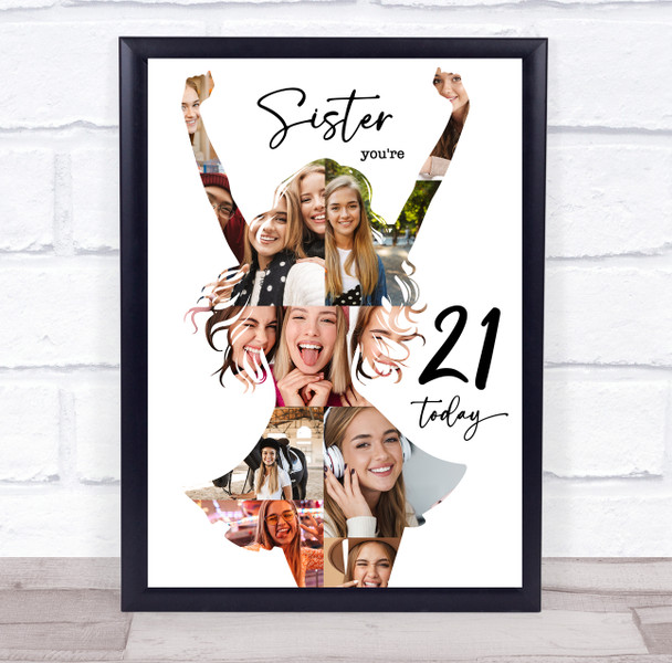 Photo Collage 21st Birthday Personalised Gift For Sister 9-Photo Print Or Canvas