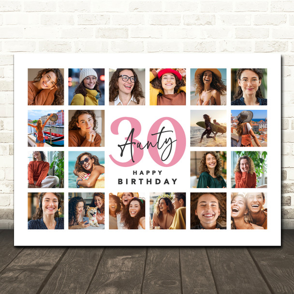 Photo Collage 30th Birthday Personalised Gift For Aunty 20-Photo Print Or Canvas
