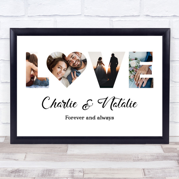 Photo Collage Wedding Anniversary Personalised Gift 4-Photo Love Print Or Canvas