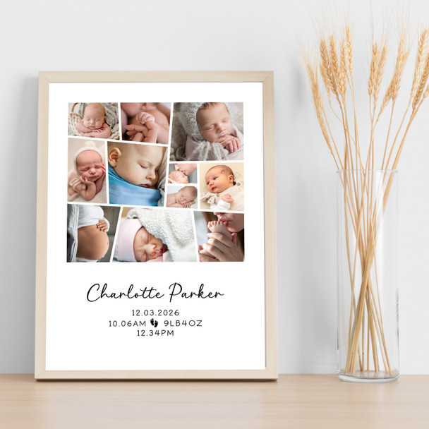 Photo Collage Personalised Gift For New Baby 11-Photo Baby Feet Print Or Canvas