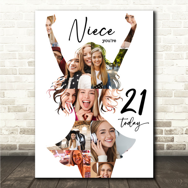 Photo Collage 21st Birthday Personalised Gift For Niece 9-Photo Print Or Canvas