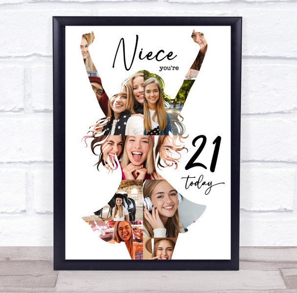 Photo Collage 21st Birthday Personalised Gift For Niece 9-Photo Print Or Canvas