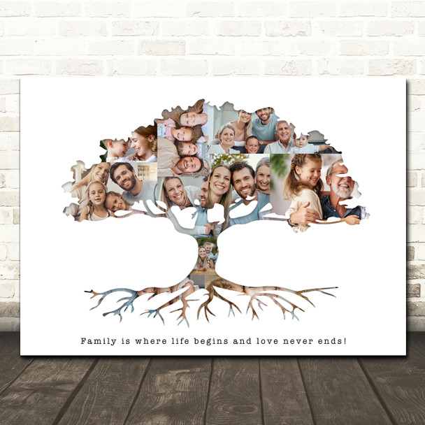 Photo Collage 10-Photo Family Tree Personalised Gift For Anyone Print Or Canvas
