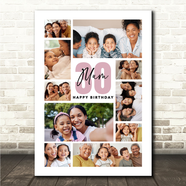 Photo Collage 30th Birthday Personalised Gift For Mum 10-Photo Print Or Canvas