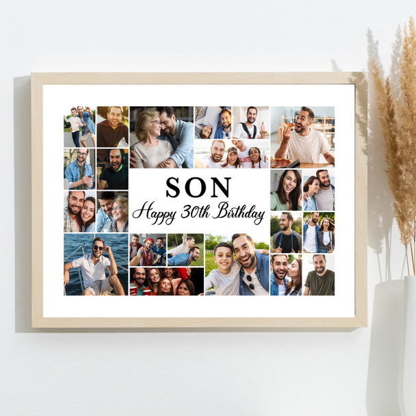 Photo Collage 30th Birthday Personalised Gift For Son 22-Photo Print Or Canvas